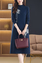 Women's Long Sleeve Sweater Knit Tunic Midi Dress