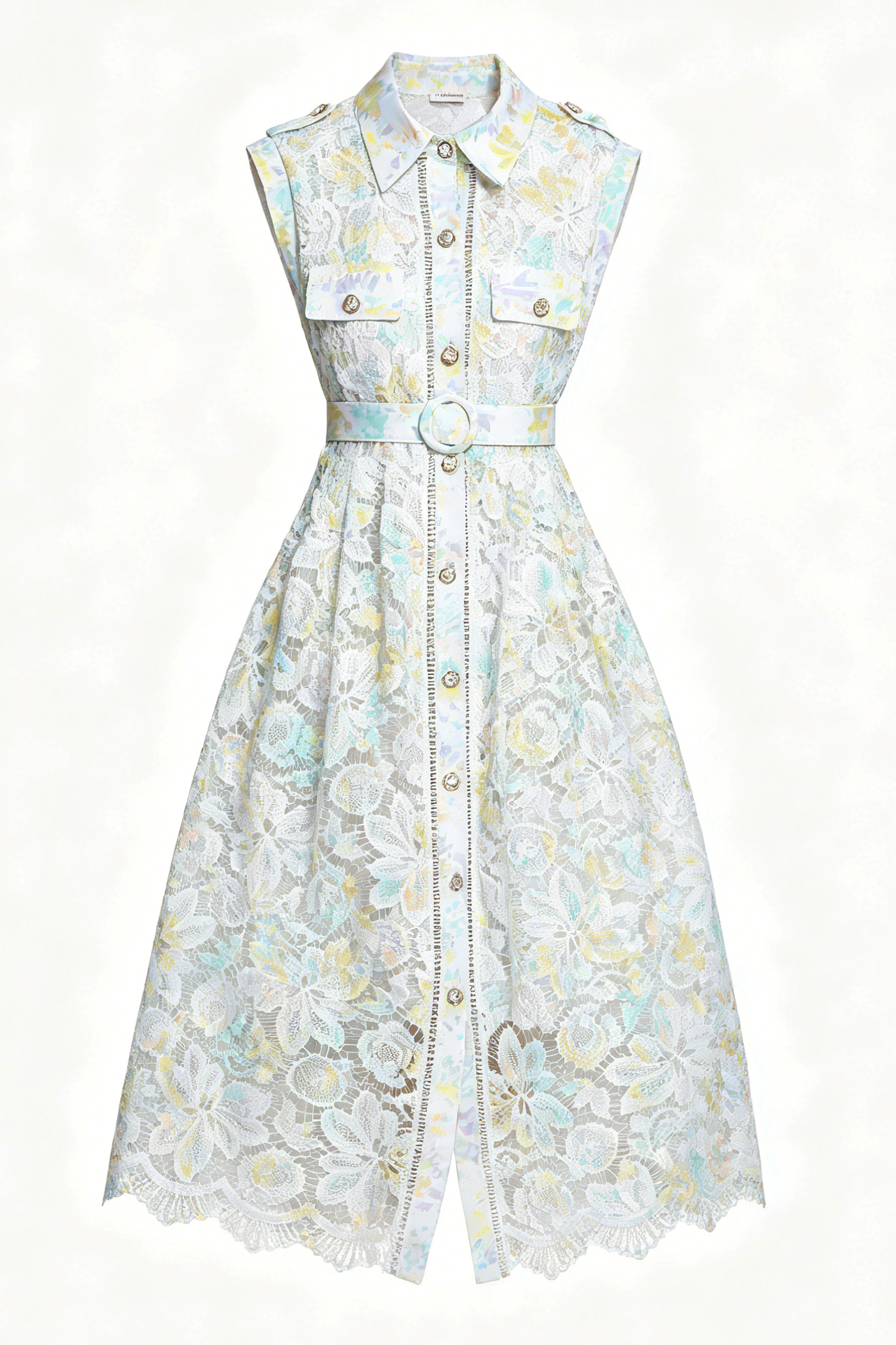 Mint Green Floral Lace Midi Dress – Elegant Resort Dinner Dress