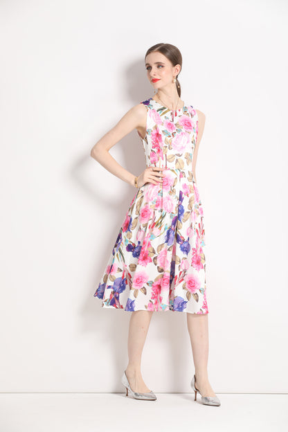 1950's pink Vintage Sleeveless Midi Dress