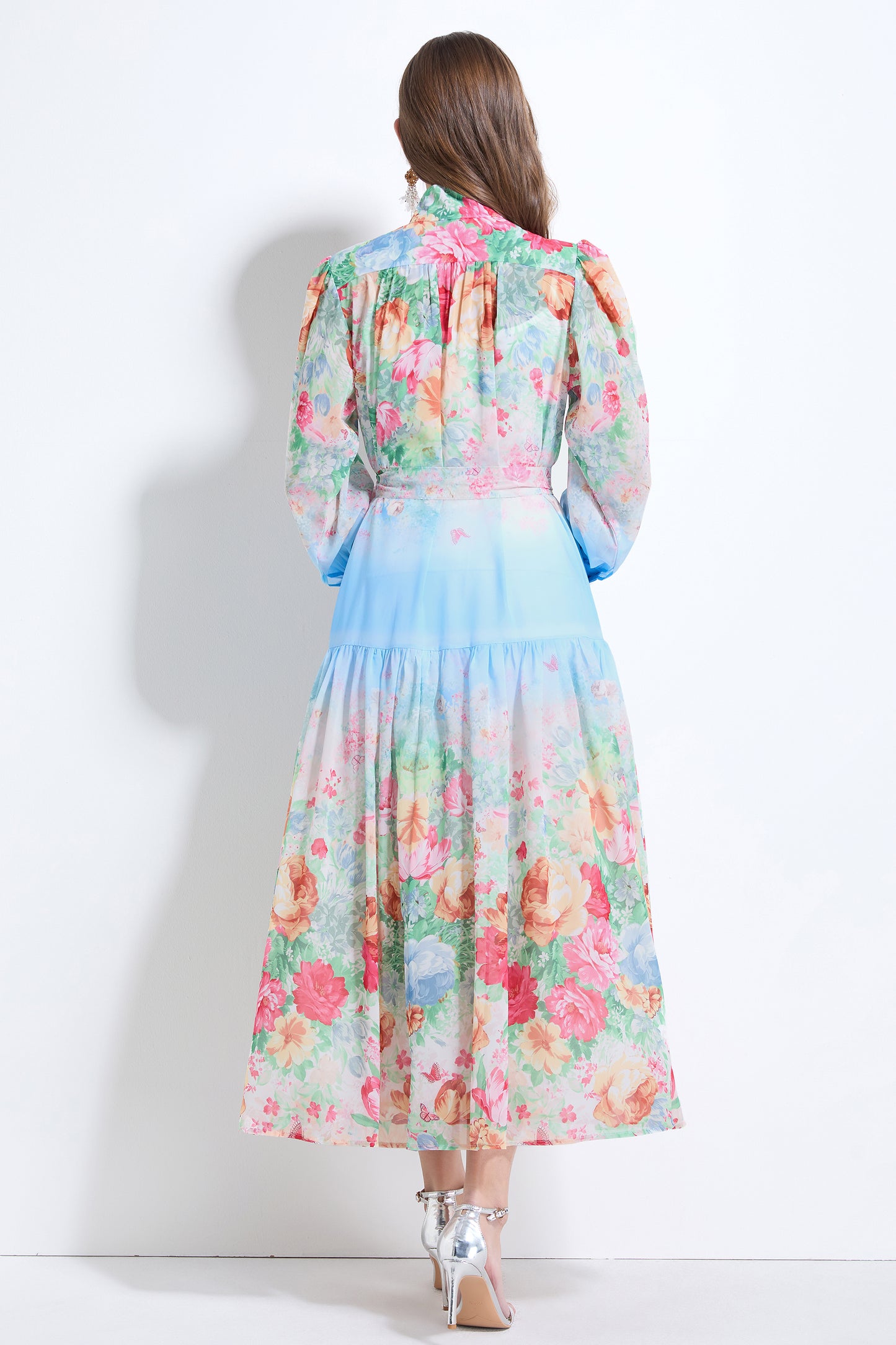 Women's Floral Print Casual Split Flowy Maxi Dress