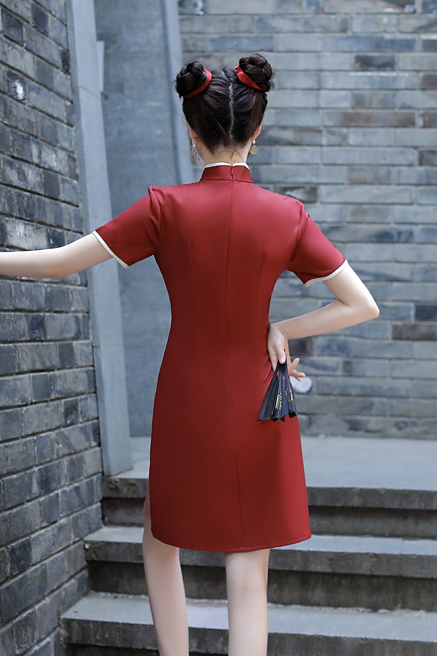 Women's Chinese Cheongsam Print Mini Dress