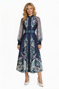 26-Women's Puff Sleeves Floral Print Button Maxi Dress