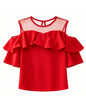 Cold Shoulder Chiffon Ruffle Top | Elegant Summer Statement Blouse