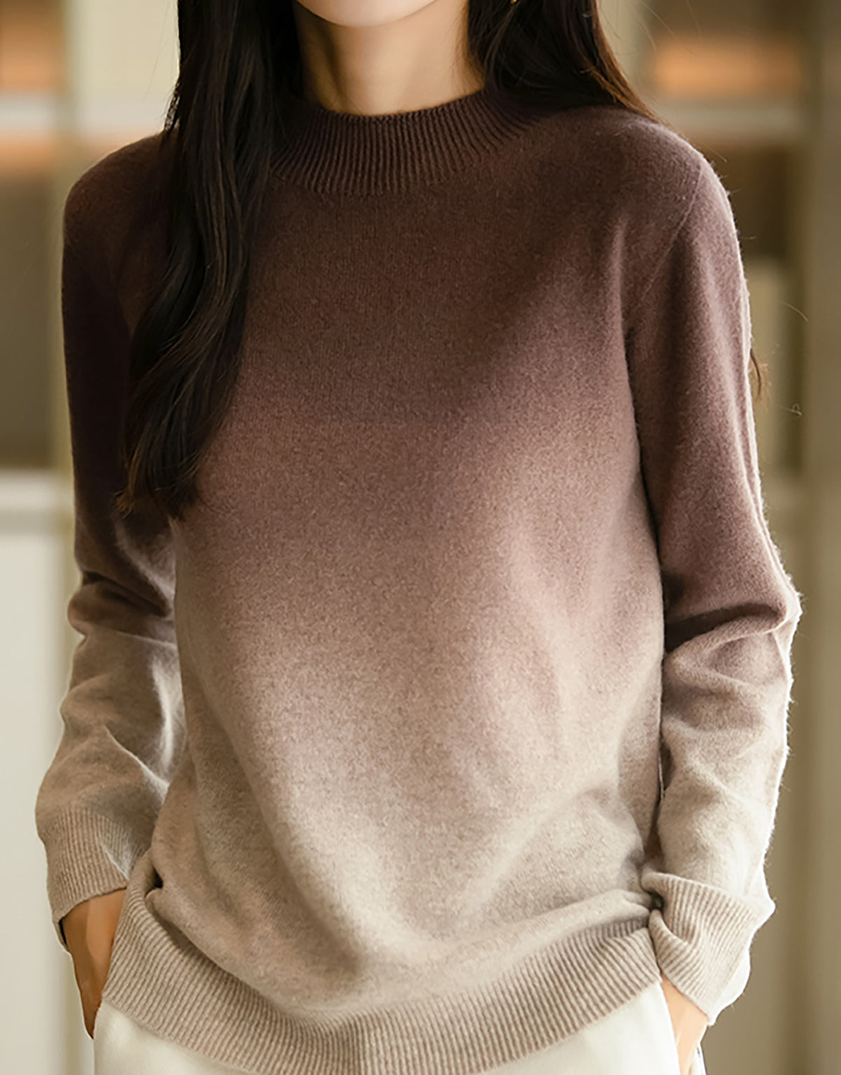 28728 Gradient Crewneck Knit Sweater - LAI MENG FIVE CATS