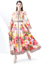 Women's Floral Print Bell Sleeves Maxi Dress