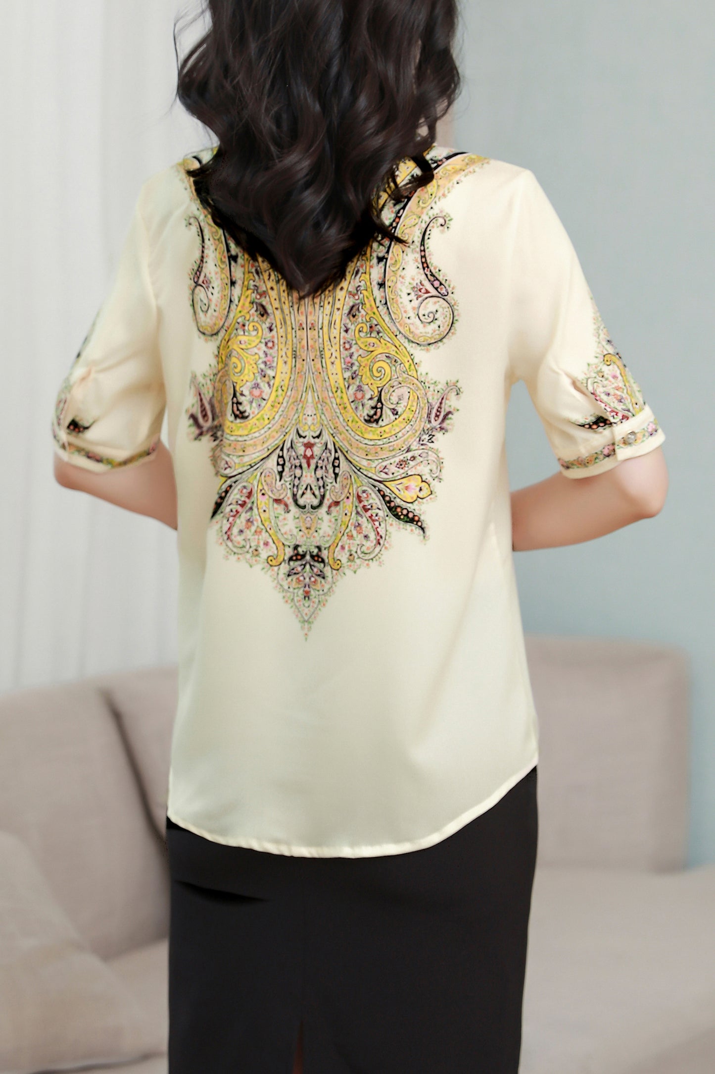 Women's Collared Floral Print Blouse Short Sleeve Tops