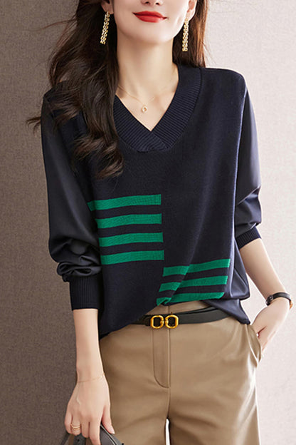 Pullover Striped Pattern Fashion Trend Tops