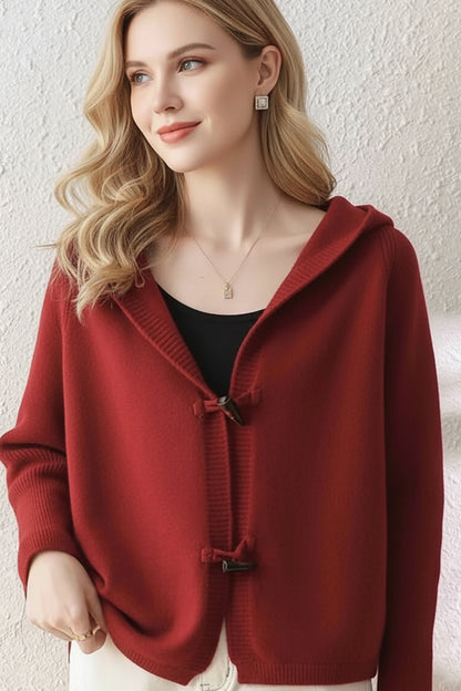 Women's Hooded Sweater Cardigan Button Knit Coats