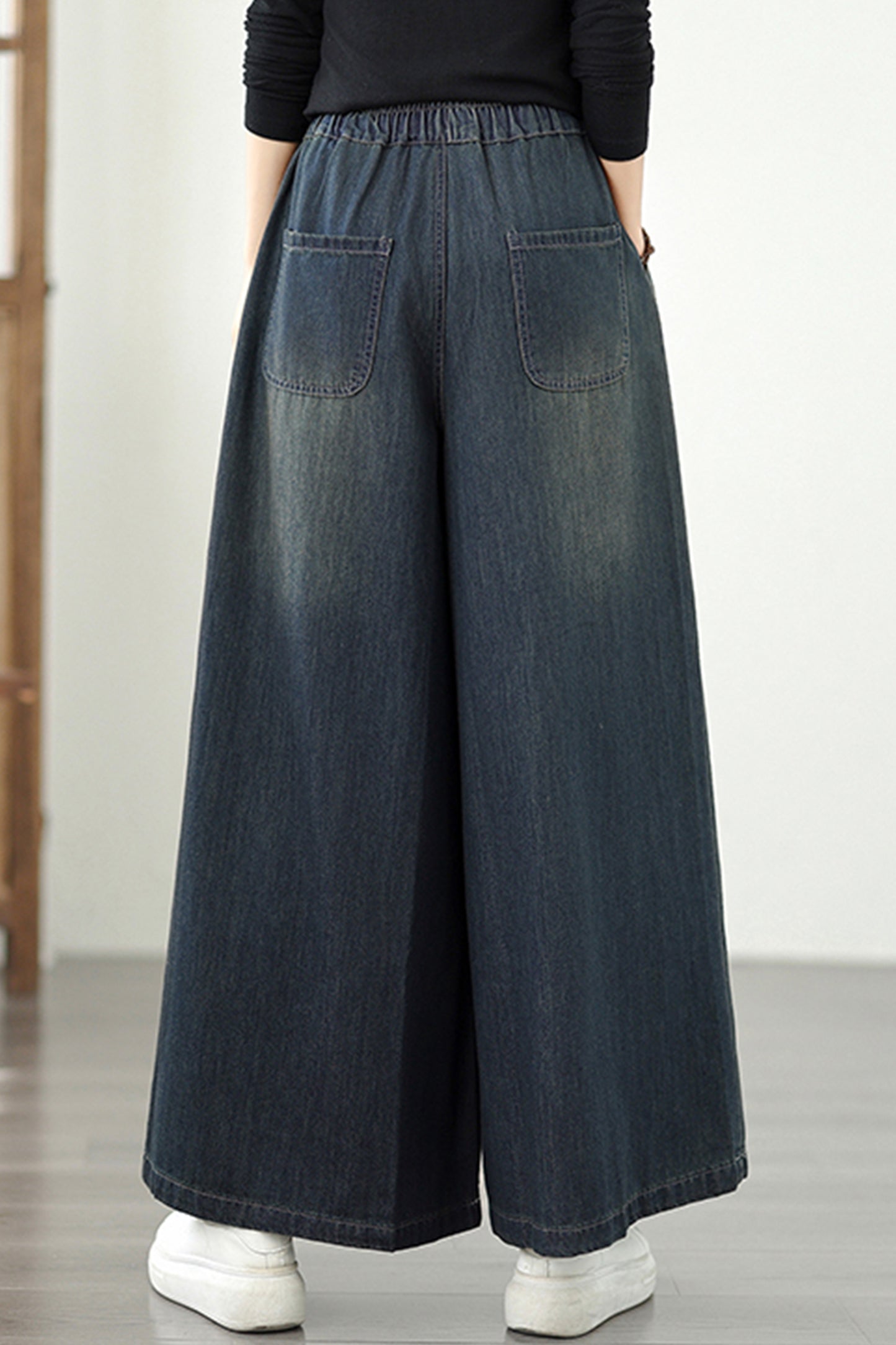 Women's Baggy Jeans Embroidery Wide Leg Denim