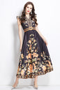 Women's Floral Print V-Neck Sleeveless Maxi Dress