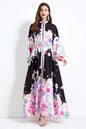 Women's Floral Print Puff Sleeve Split Maxi Dress