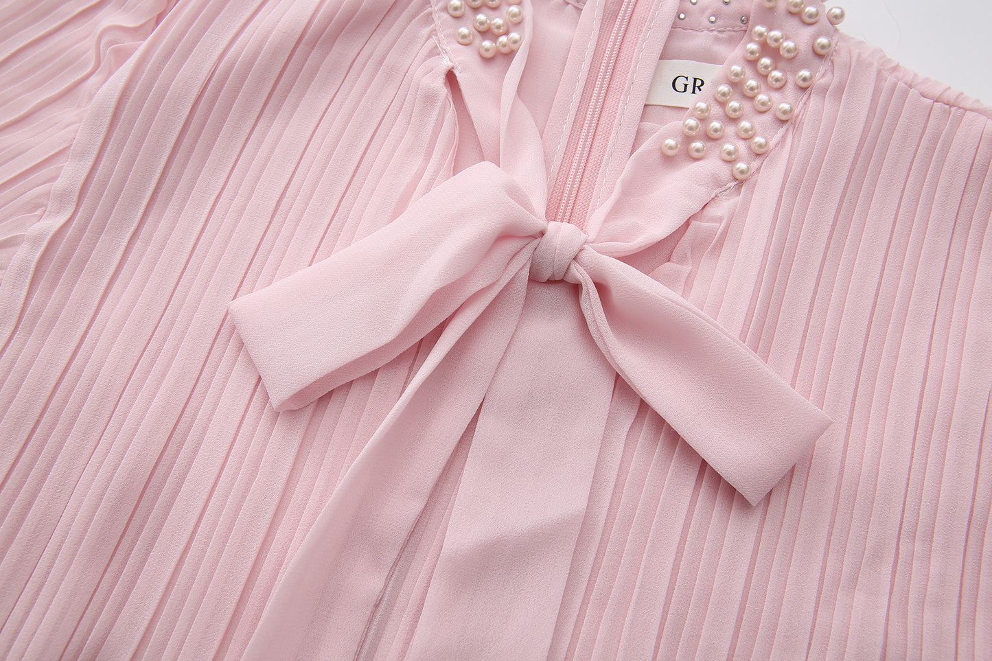 Women's Tie-neck Pleated Top Satin Gilded Party Long Dress - LAI MENG FIVE CATS