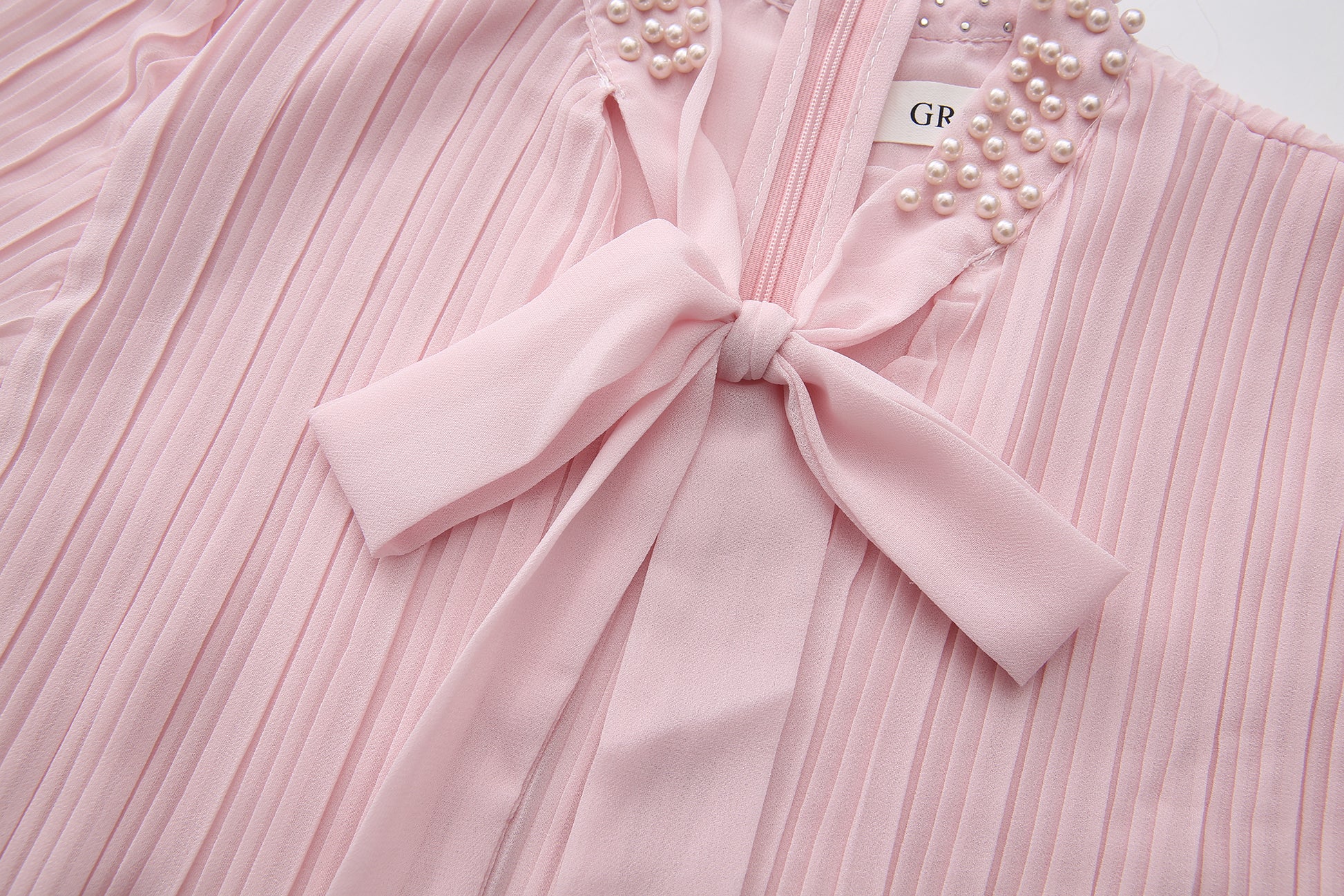 Women's Tie-neck Pleated Top Satin Gilded Party Long Dress - LAI MENG FIVE CATS