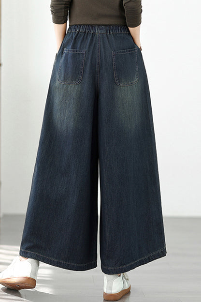 Women's Baggy Wide Leg Jeans Embroidery Pants