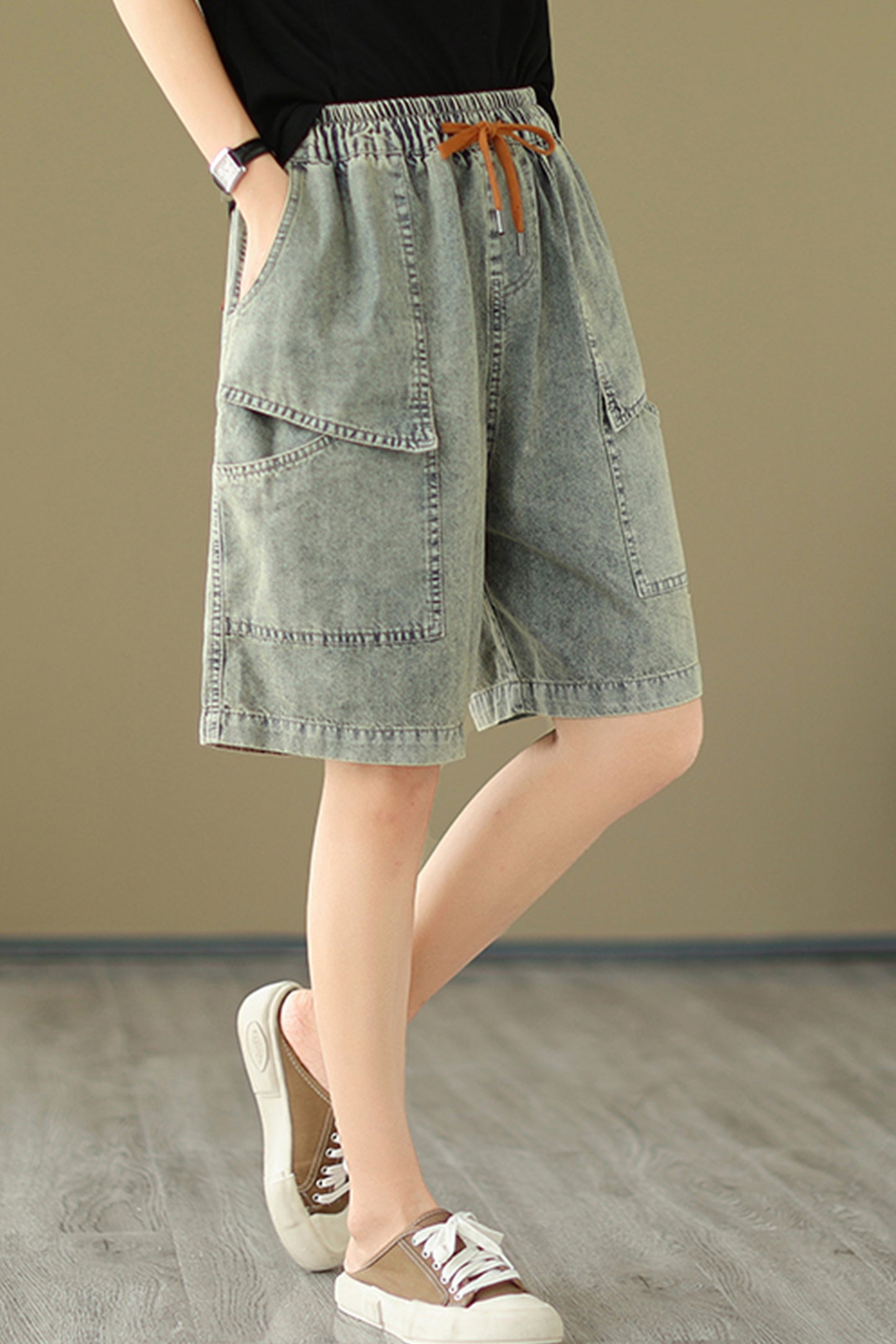 Women's Bermuda Shorts Baggy Jean Denim Shorts - LAI MENG FIVE CATS
