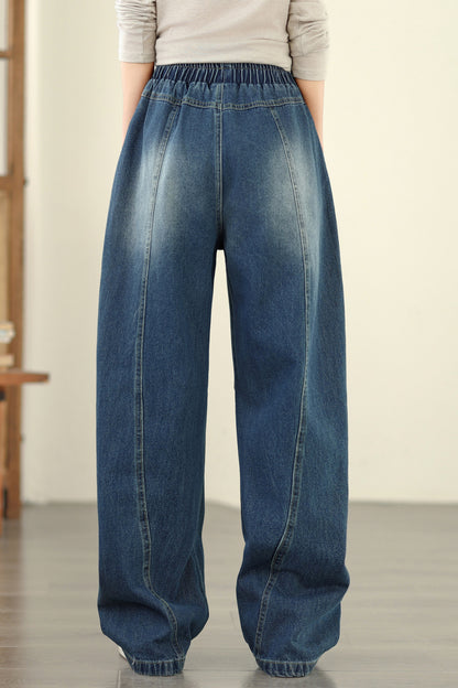 Women's Jeans Elastic Waist Baggy Wide Leg Pants