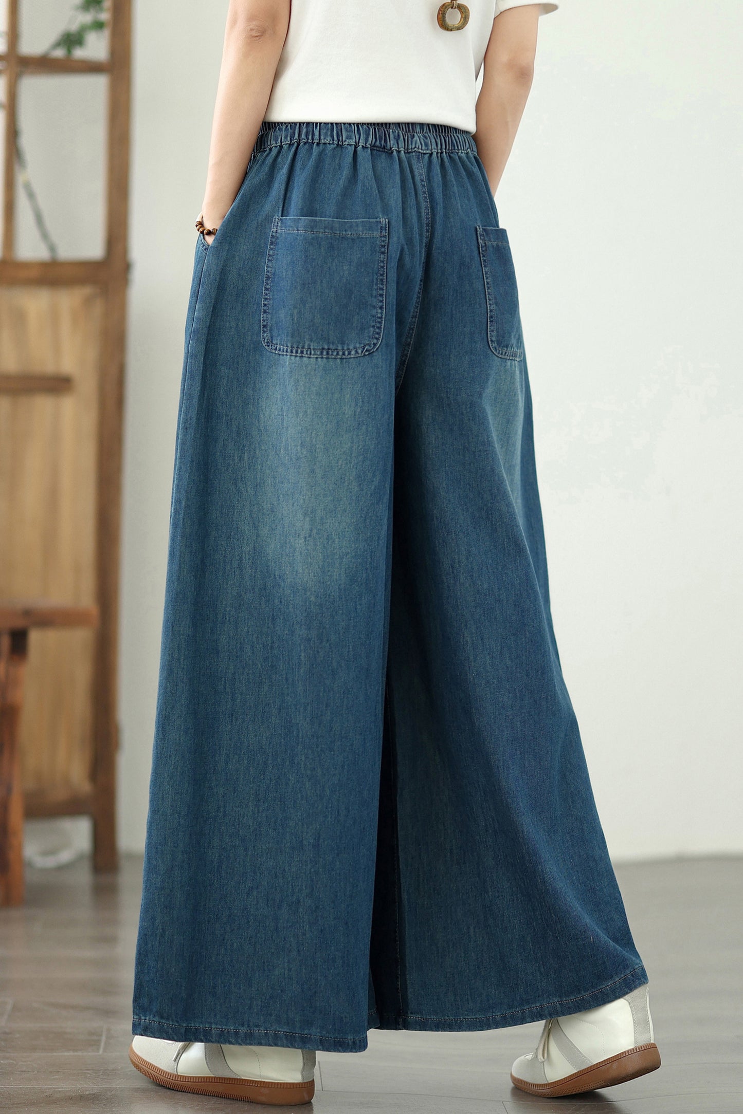 Women's Embroidery Wide Leg Denim Pants
