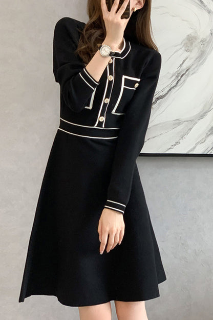 Women's Long Sleeve Knit Sweater Midi Dress