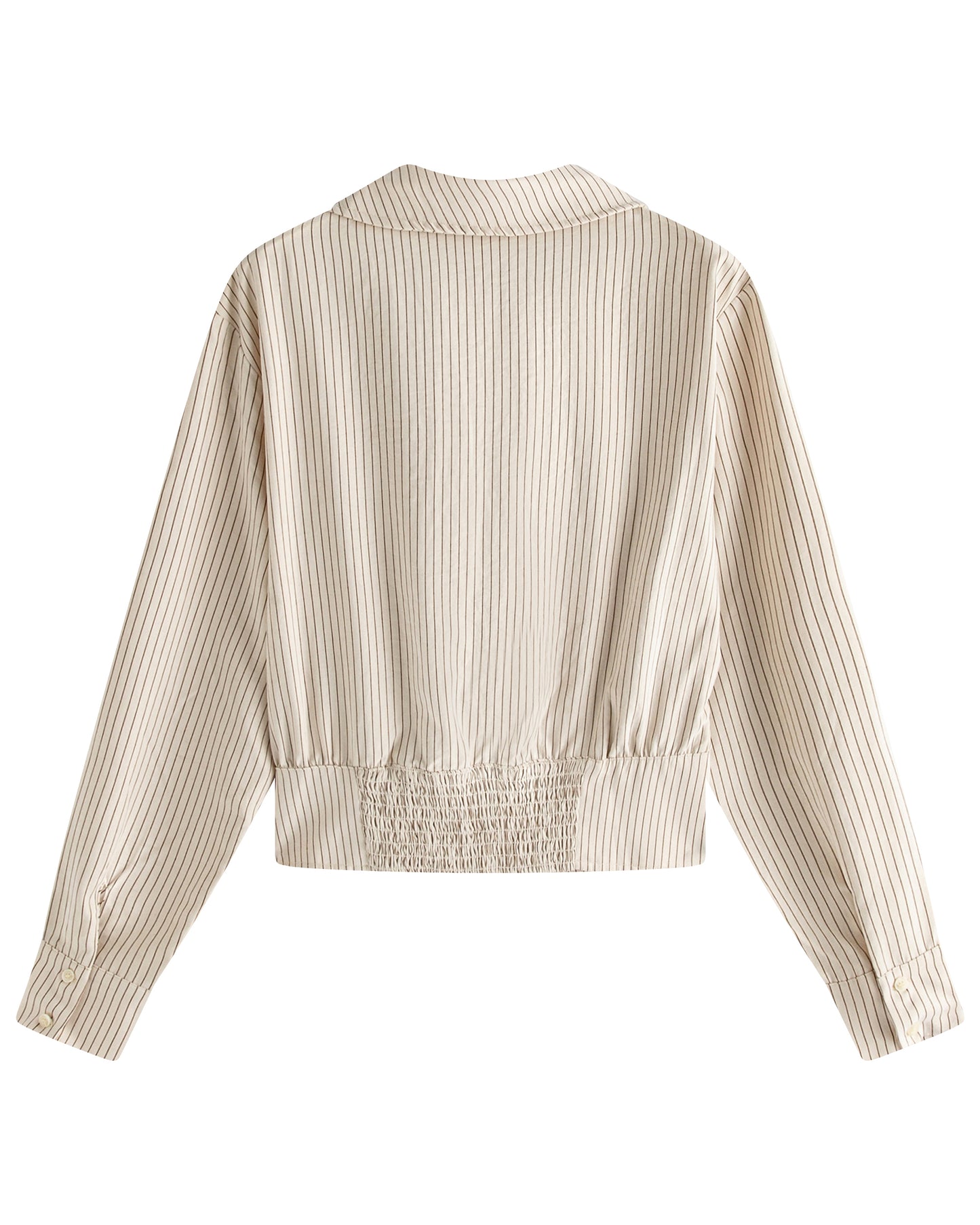 Women’s Pinstripe Asymmetrical Collar Button-Up Shirt