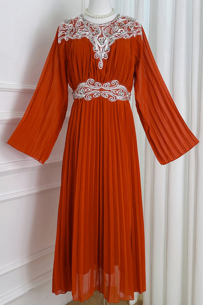 Women's Chiffon Beaded Flare Sleeves Maxi Dress