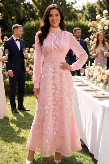 Elegant Sequin Embroidered 3D Floral Maxi Evening Dress
