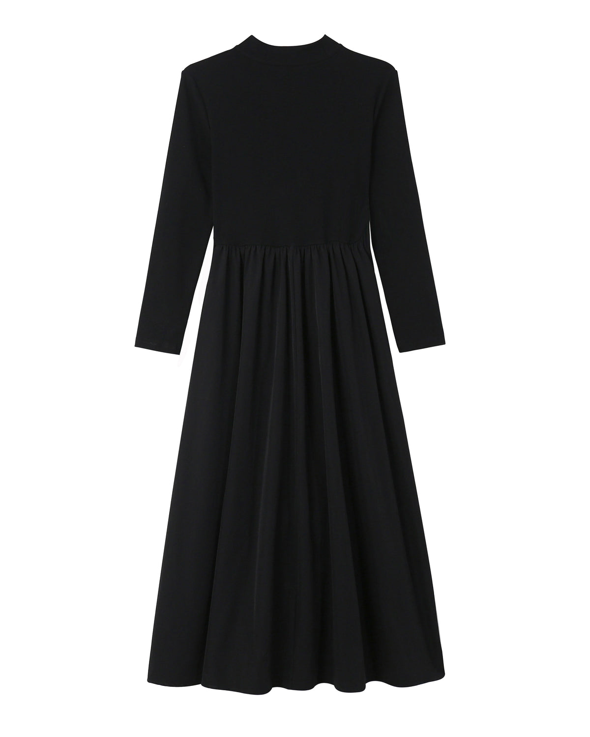 28665-Black Zip-Front Midi Dress – Stretch Knit Layered Look