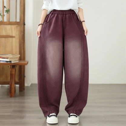 Boyfriend Pants Loose Baggy Denim Barrel Jeans Drawstring Pants