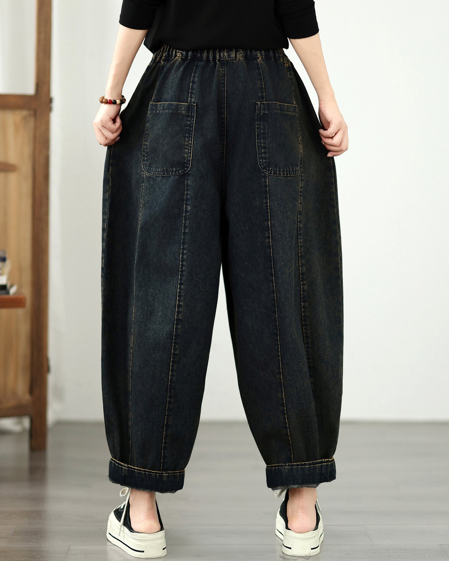 Edgy Distressed Patchwork Baggy Jean Harem Pants