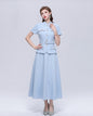 Chic 2-Piece Outfit: EShort-Sleeve Mandarin Collar Jacket & A-Line Skirt