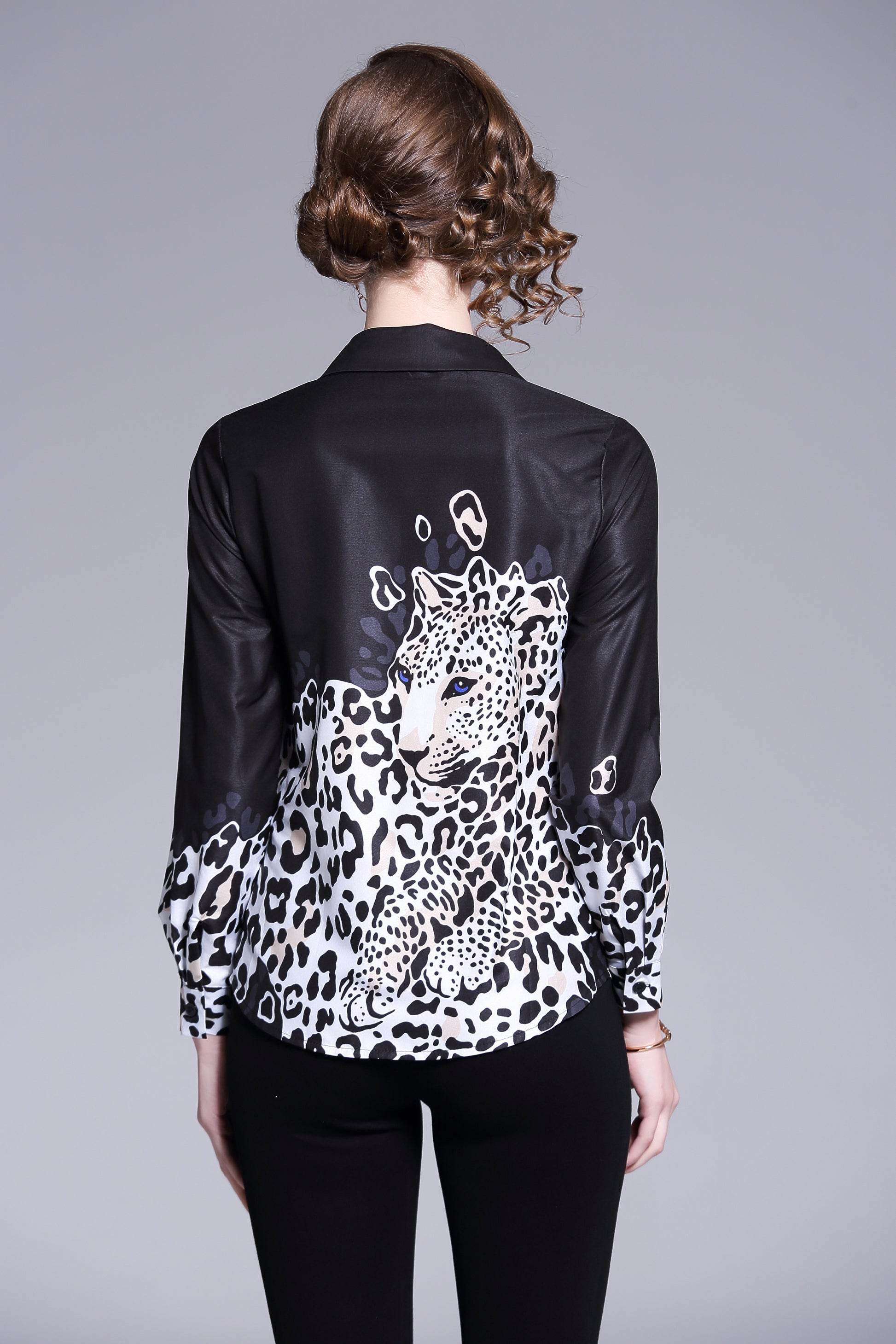 ESY-Women's Shirt Print Long Sleeve Button Blouse - LAI MENG FIVE CATS