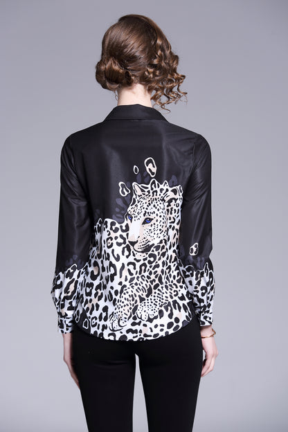 ESY-Women's Shirt Print Long Sleeve Button Blouse - LAI MENG FIVE CATS