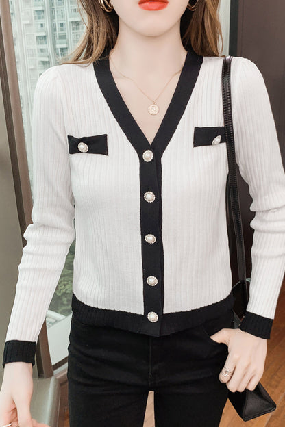Knit Sweater V Neck Casual Tunic Top