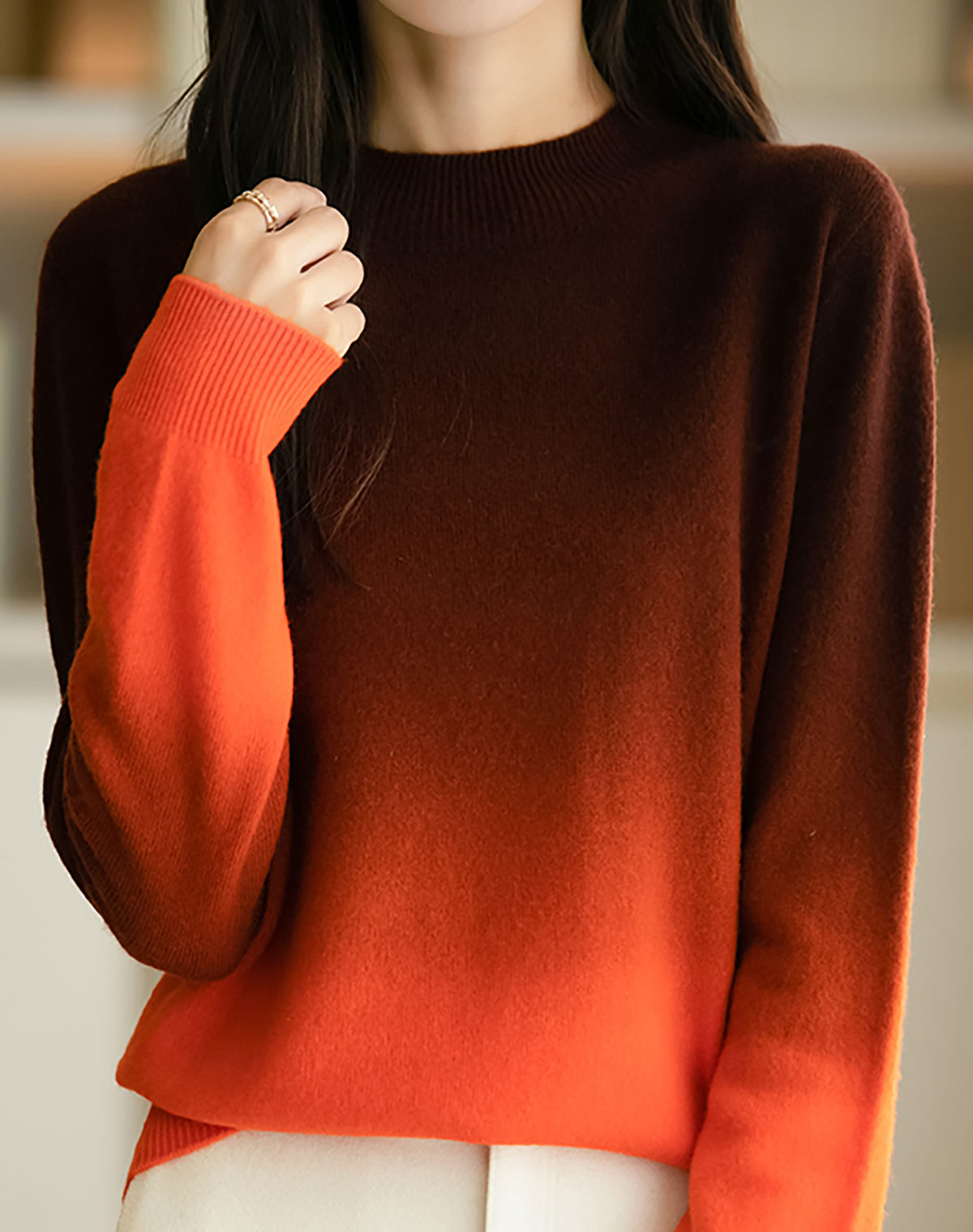 28728 Gradient Crewneck Knit Sweater - LAI MENG FIVE CATS