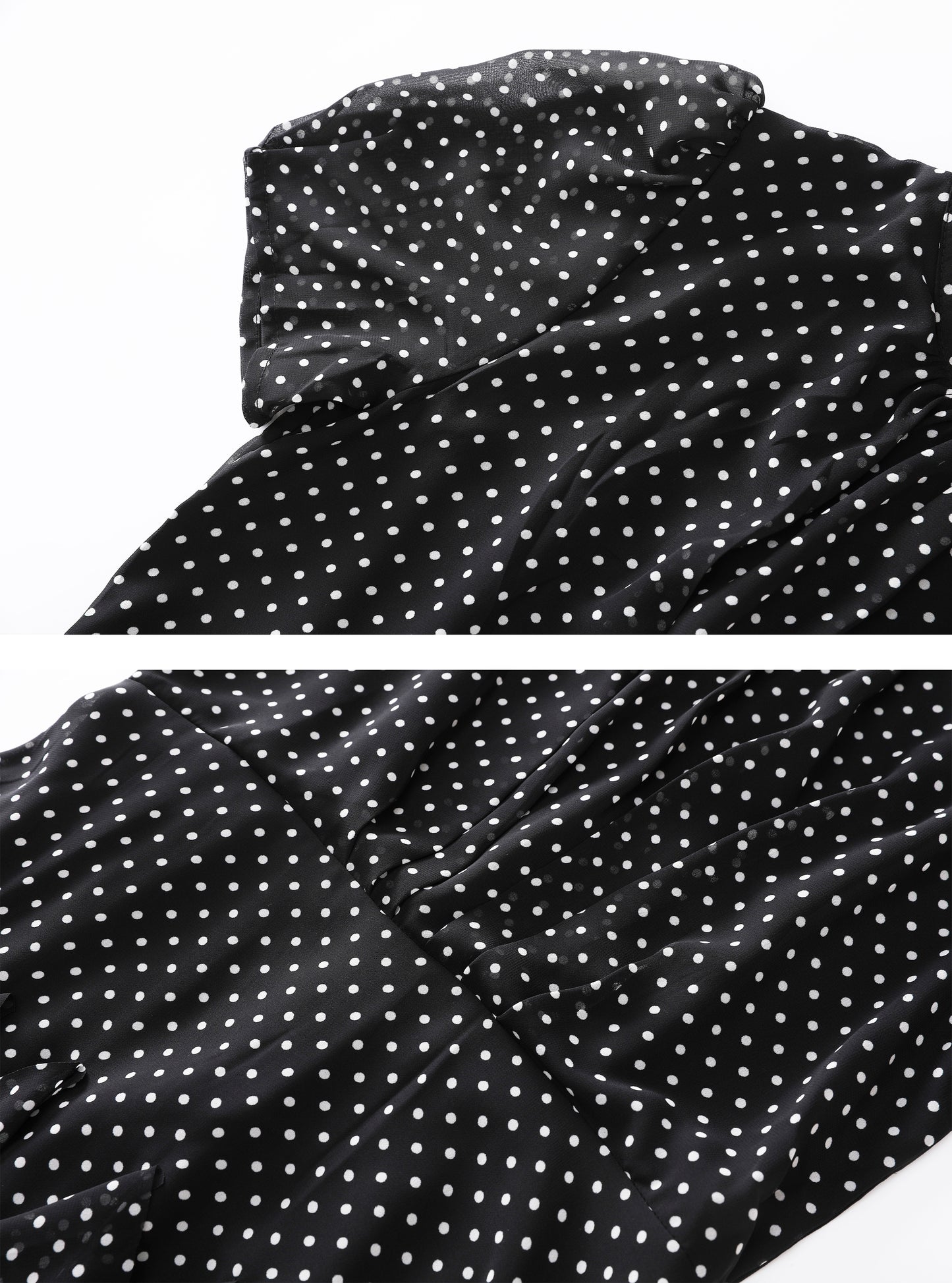 Black Polka Dot Ruffle Chiffon Maxi Dress