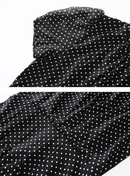Black Polka Dot Ruffle Chiffon Maxi Dress