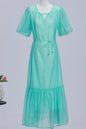 Women's Beaded Ruffled Puff Sleeve Maxi Dress