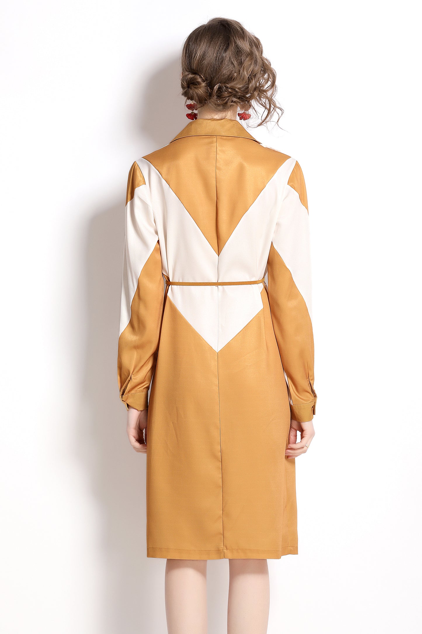 SSY-Women's Floral Print Button up Long Sleeve Midi Dress