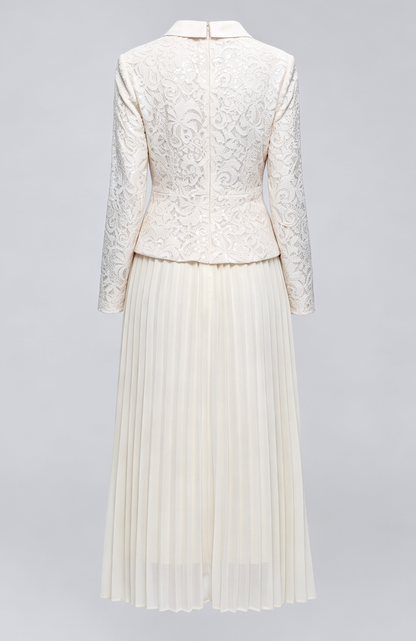 Lace Jacket & Pleated Midi Skirt Set | 3 Colors