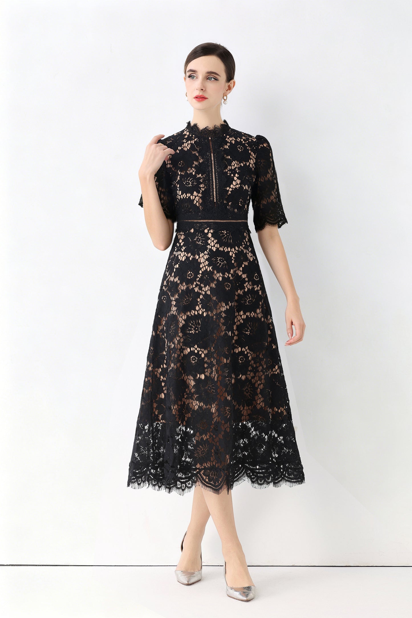 Lace Midi Dress | Timeless Evening Elegance