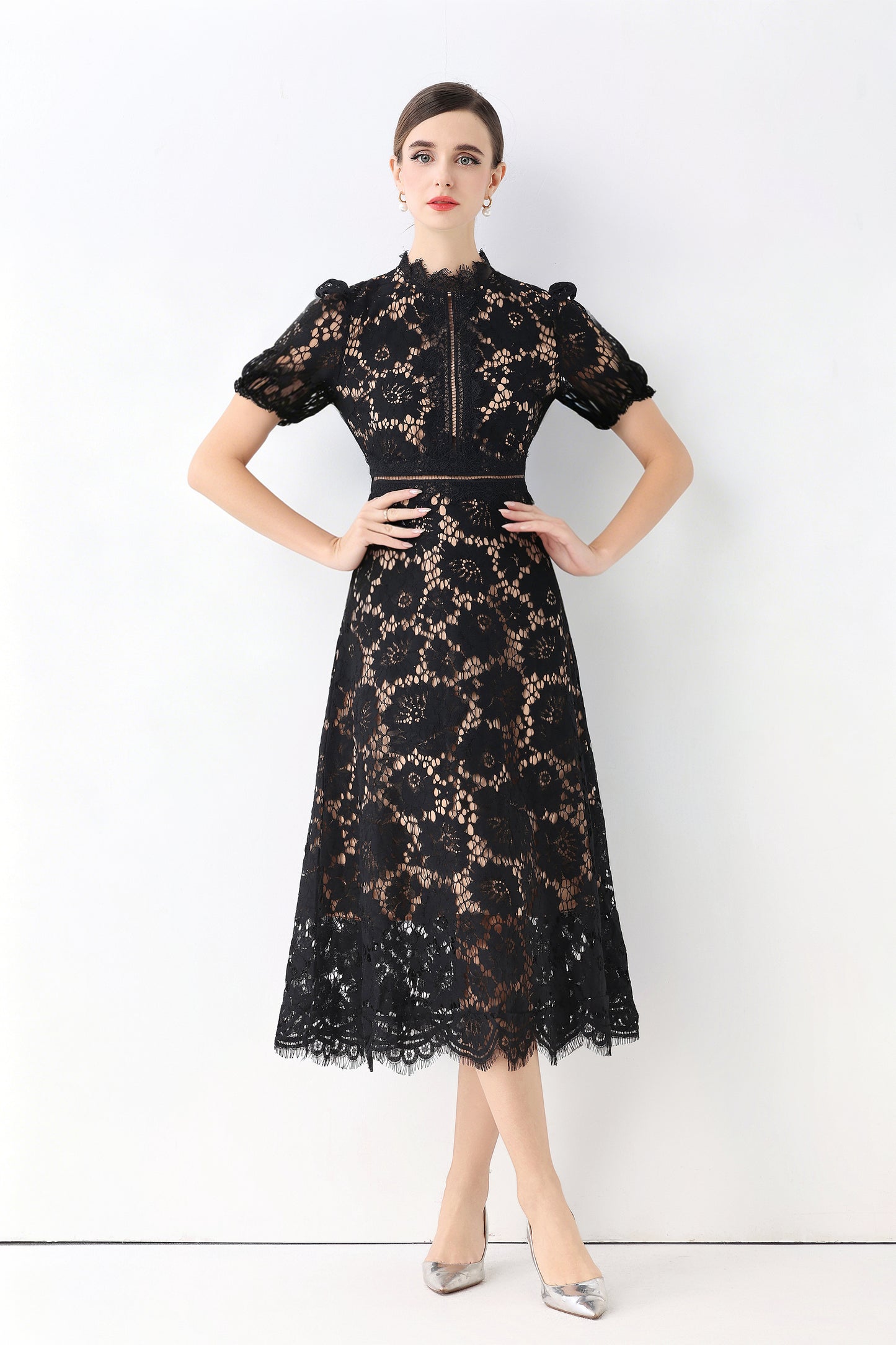 Elegant Lace Midi Dress |  Special Occasion Dress