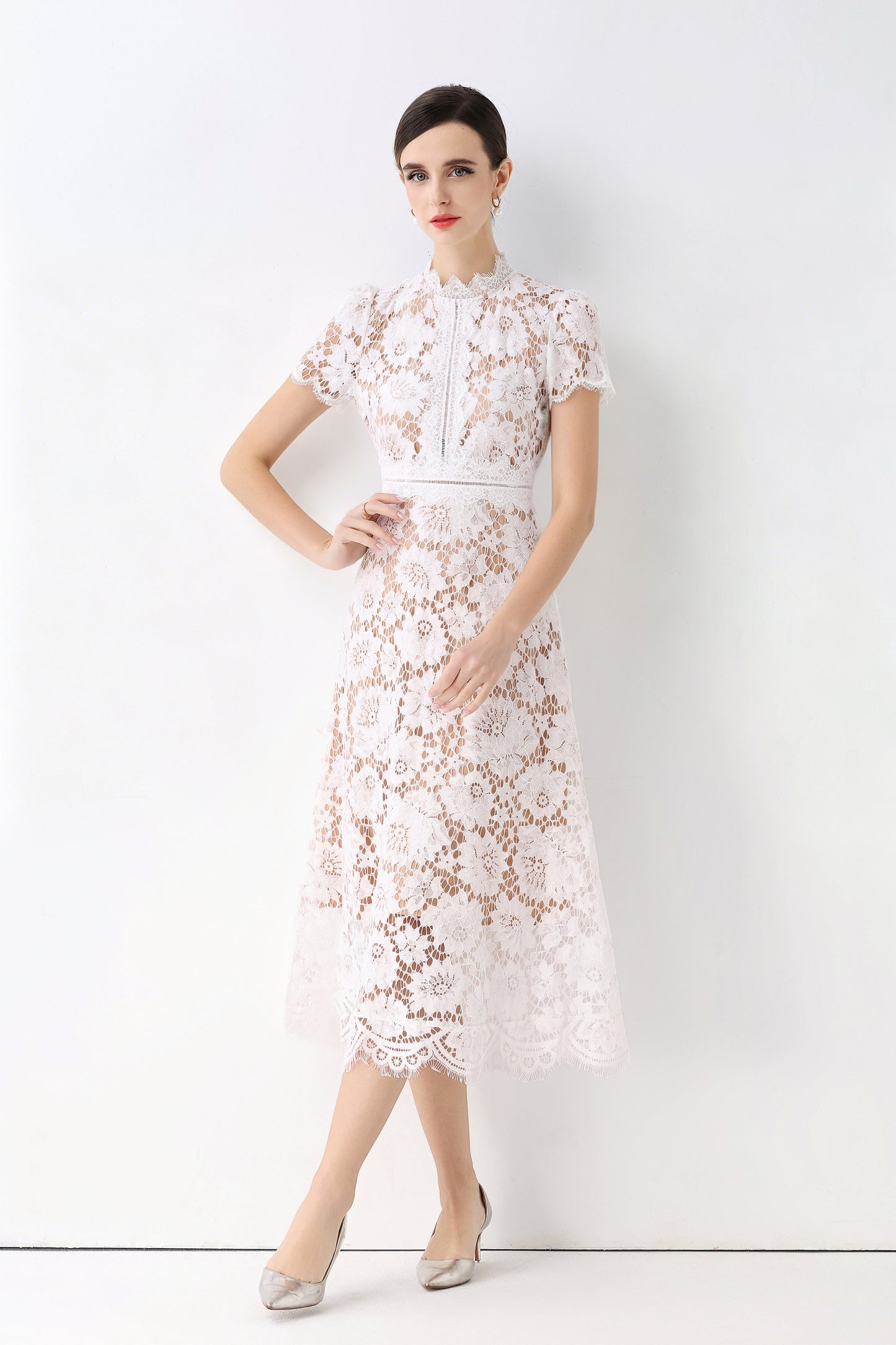 Elegant Lace Midi Dress |  Special Occasion Dress