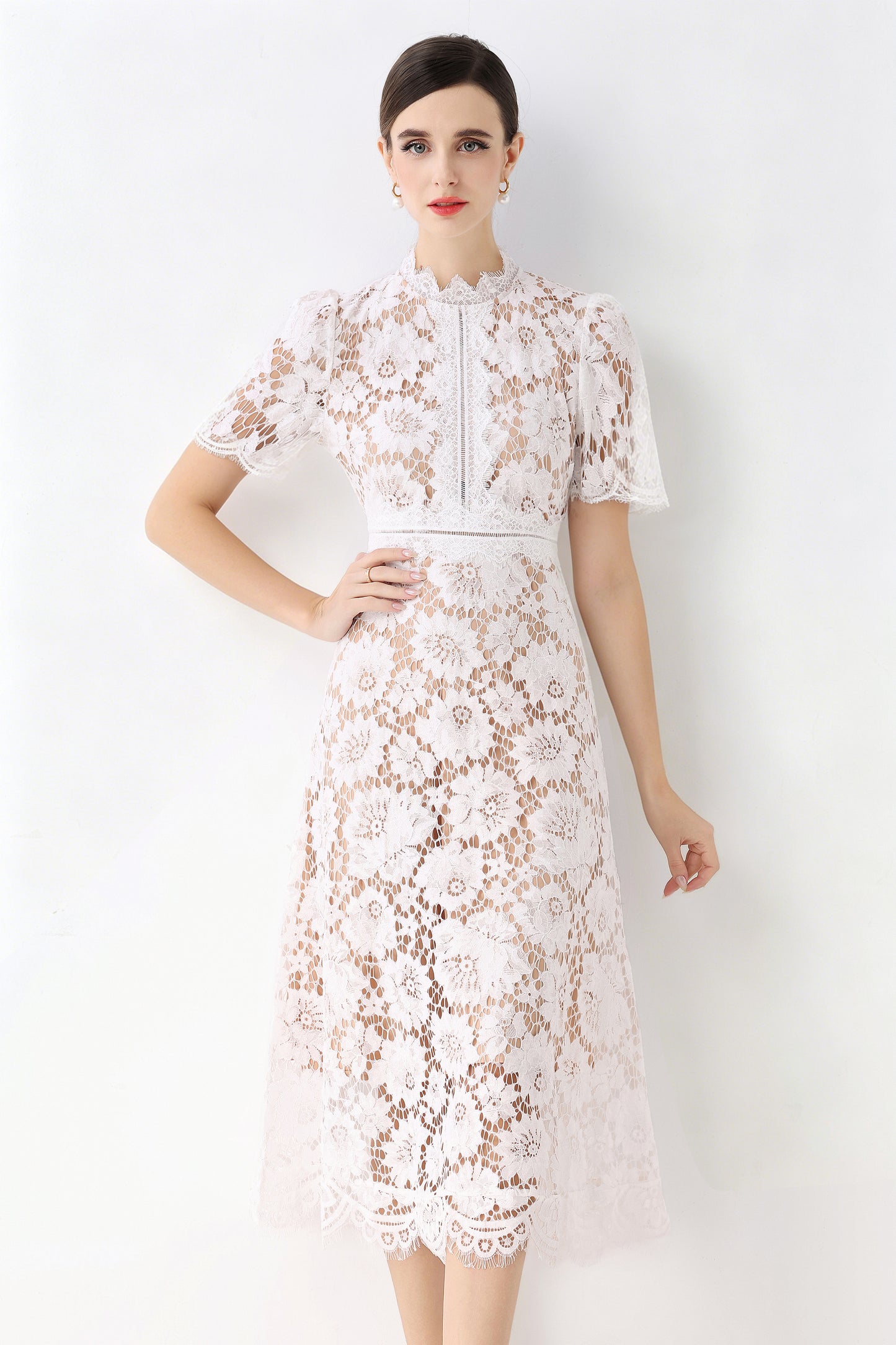 Elegant Lace Midi Dress |  Special Occasion Dress