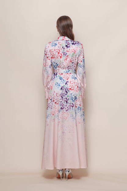 26-Women's Floral Print Button Long Dress Maxi Dress