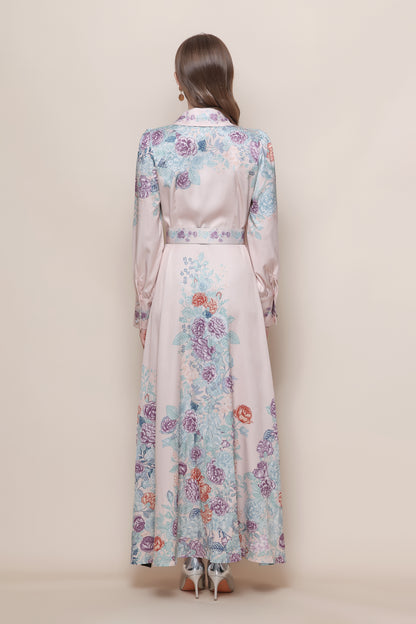 26-Women's Floral Print Button Long Dress Maxi Dress