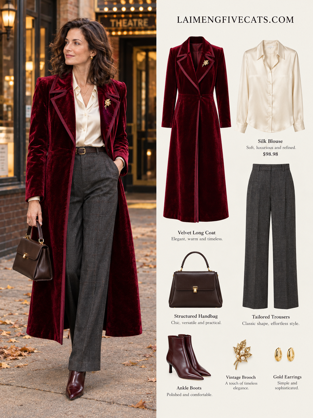Women’s Long Velvet Coat – Burgundy & Navy | Elegant Fall & Winter Outerwear