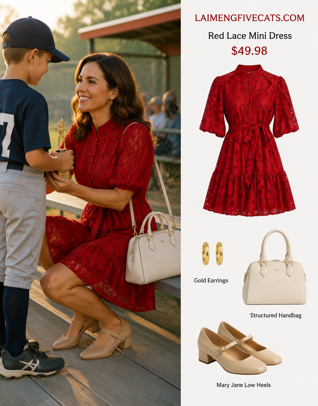 Red Romantic Summer Mini Dress - LAI MENG FIVE CATS