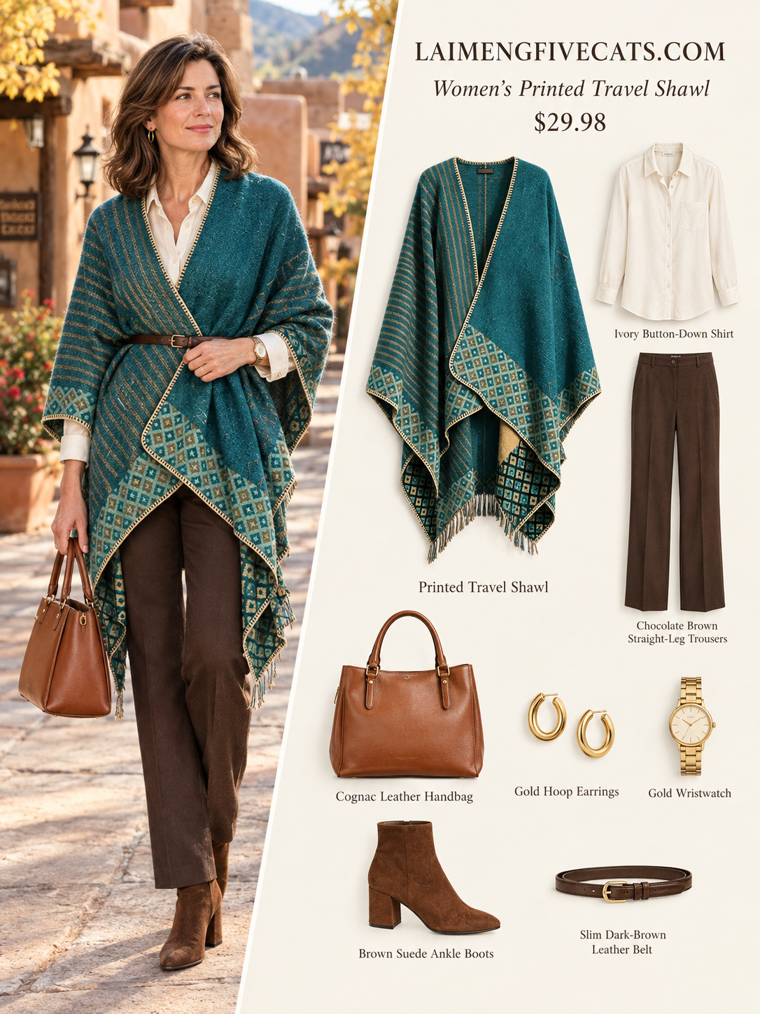 28688 Teal Printed Acrylic Travel Shawl – Oversized Wrap