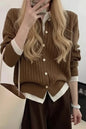 Women's Long Sleeve Cable Knit Sweater Cardigan Top