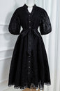 Women's Lace Embroidery Puff Sleeve Midi Dress