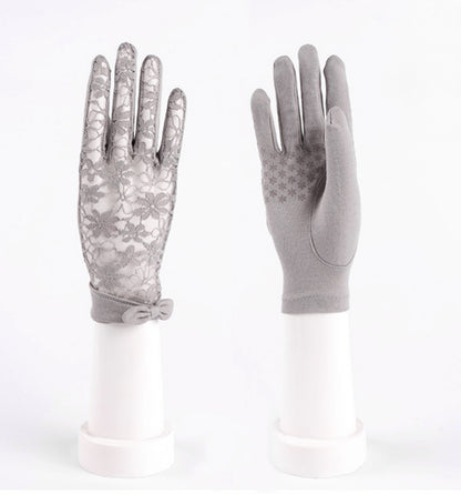 Lace Bow Gloves for Women Sun Uv Protection Gloves